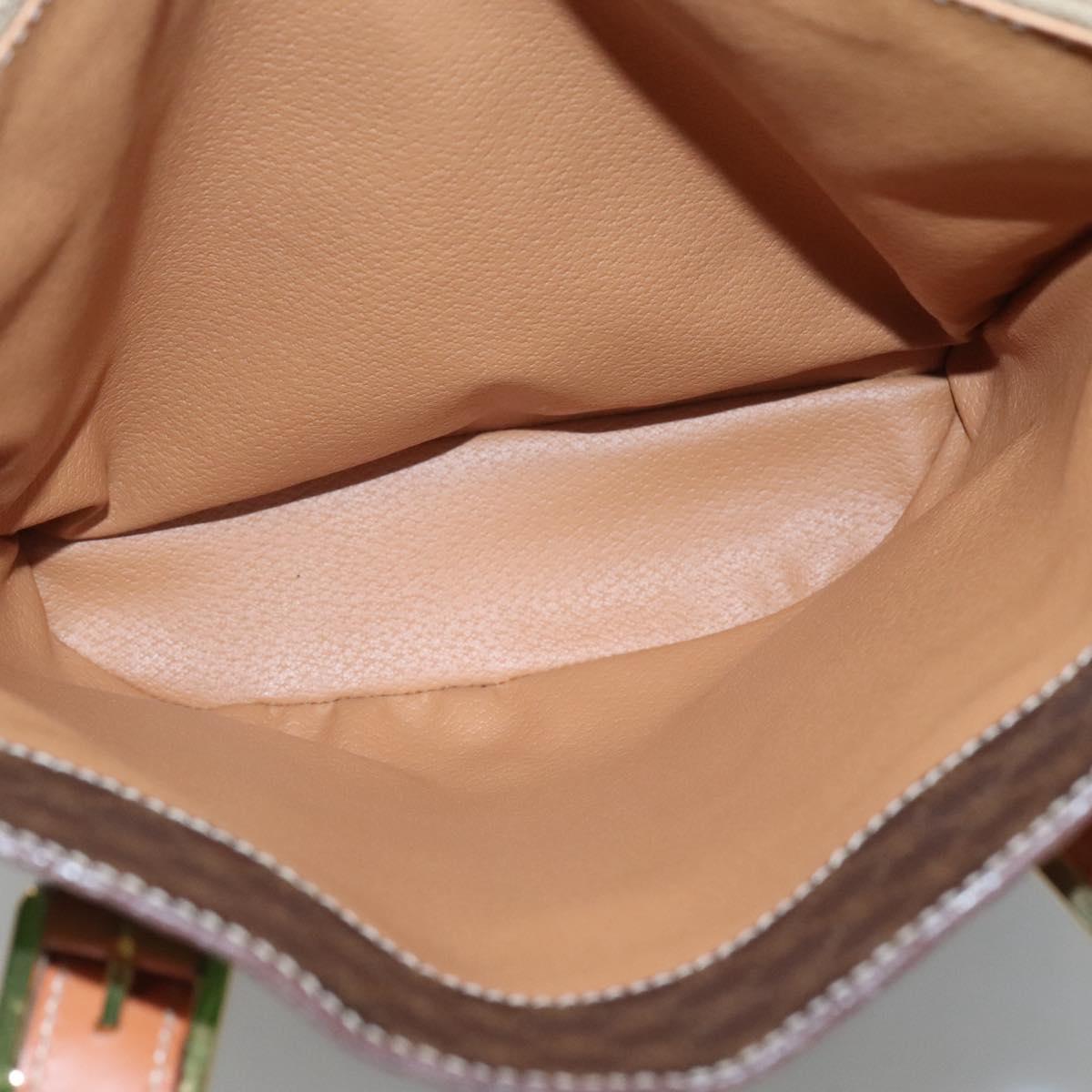 CELINE Macadam Canvas Shoulder Bag PVC Brown Gold Auth 126921