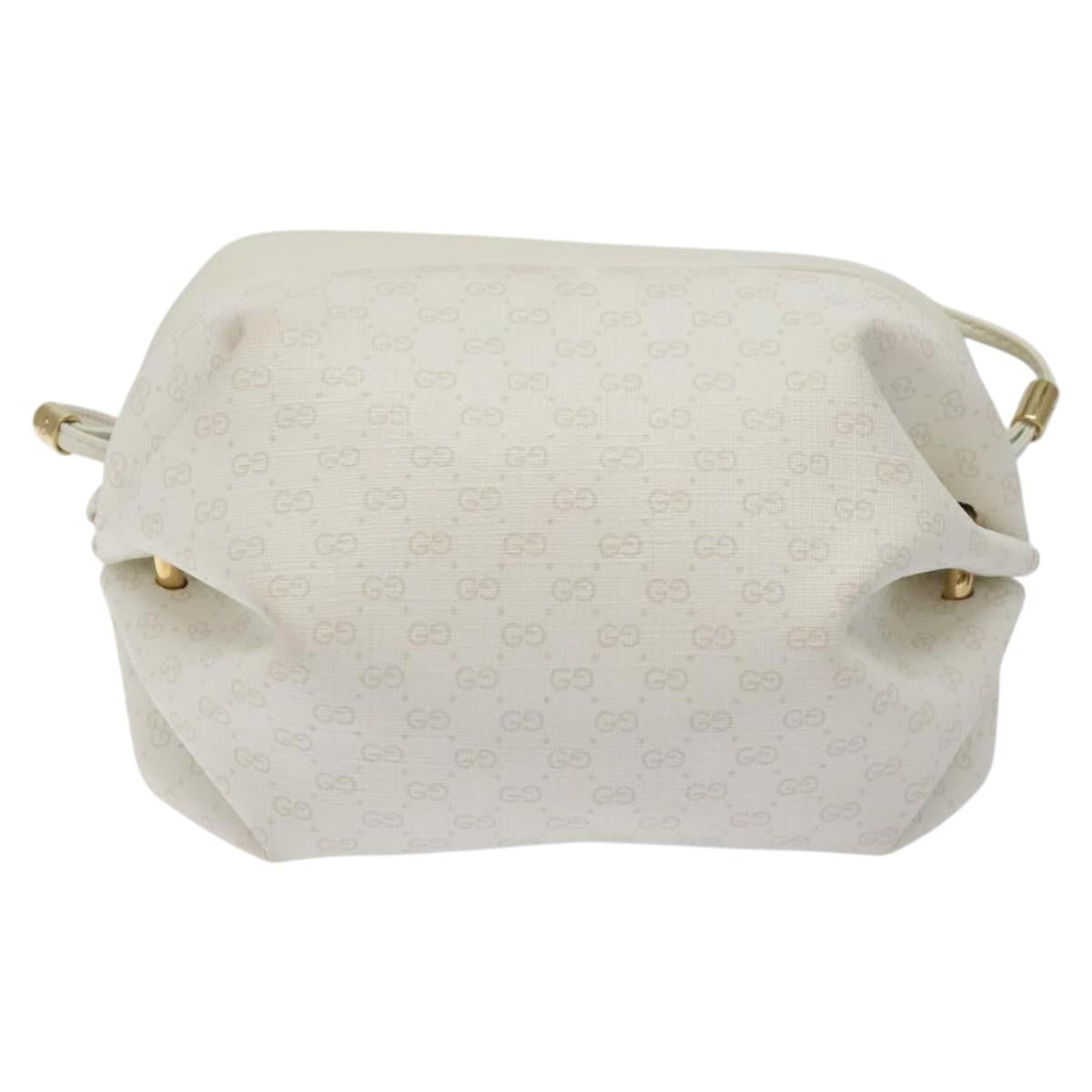 GUCCI Micro GG Supreme Shoulder Bag PVC White Gold 564580 Auth 126953