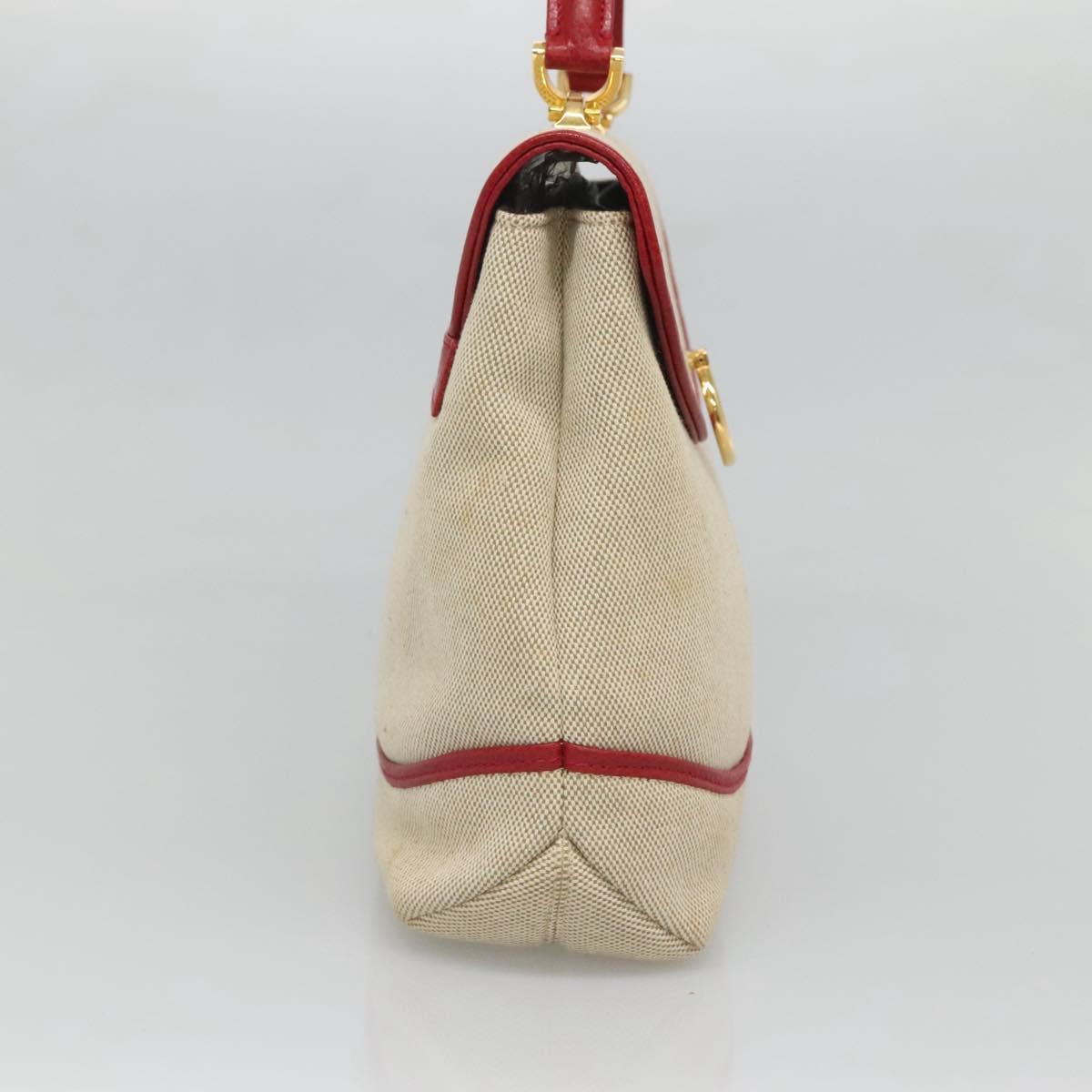 BALLY Hand Bag Canvas 2way Beige Gold Auth 126979