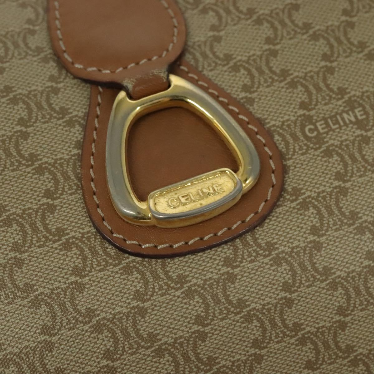 CELINE Macadam Canvas Shoulder Bag Beige Gold Auth 126988