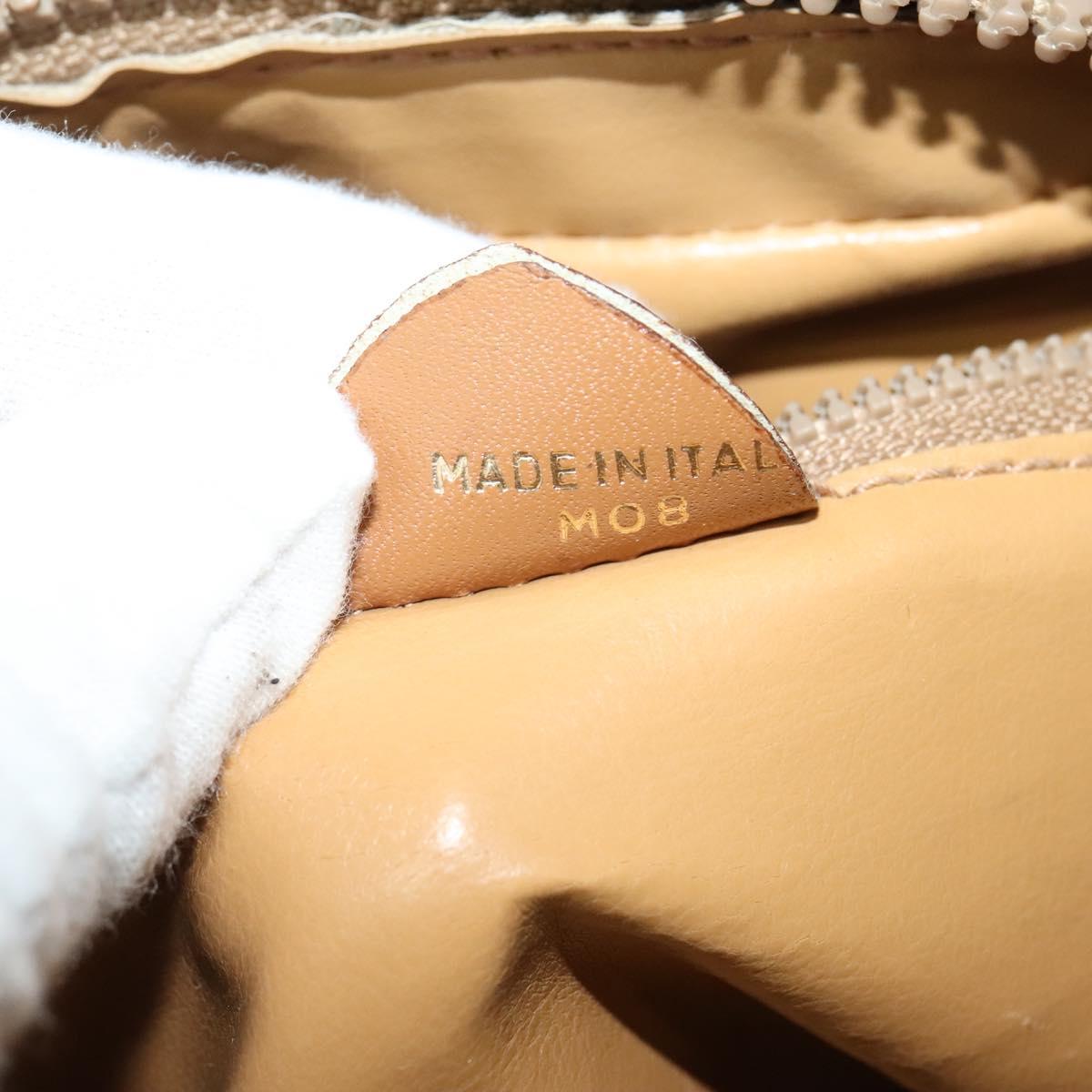 CELINE Macadam Canvas Shoulder Bag Beige Gold Auth 126988