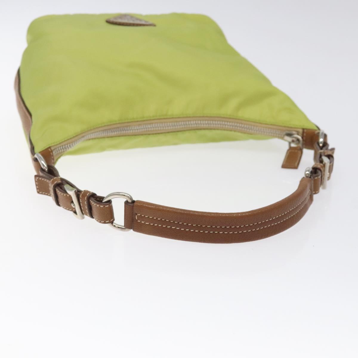 PRADA Shoulder Bag Nylon Silver Light green Auth 126993V