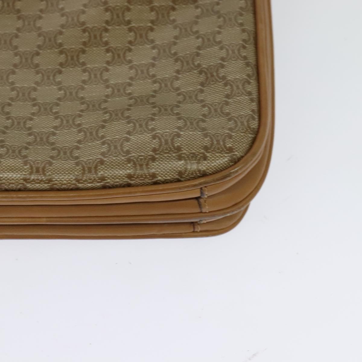 CELINE Macadam Canvas Shoulder Bag PVC Beige Gold Auth 126995
