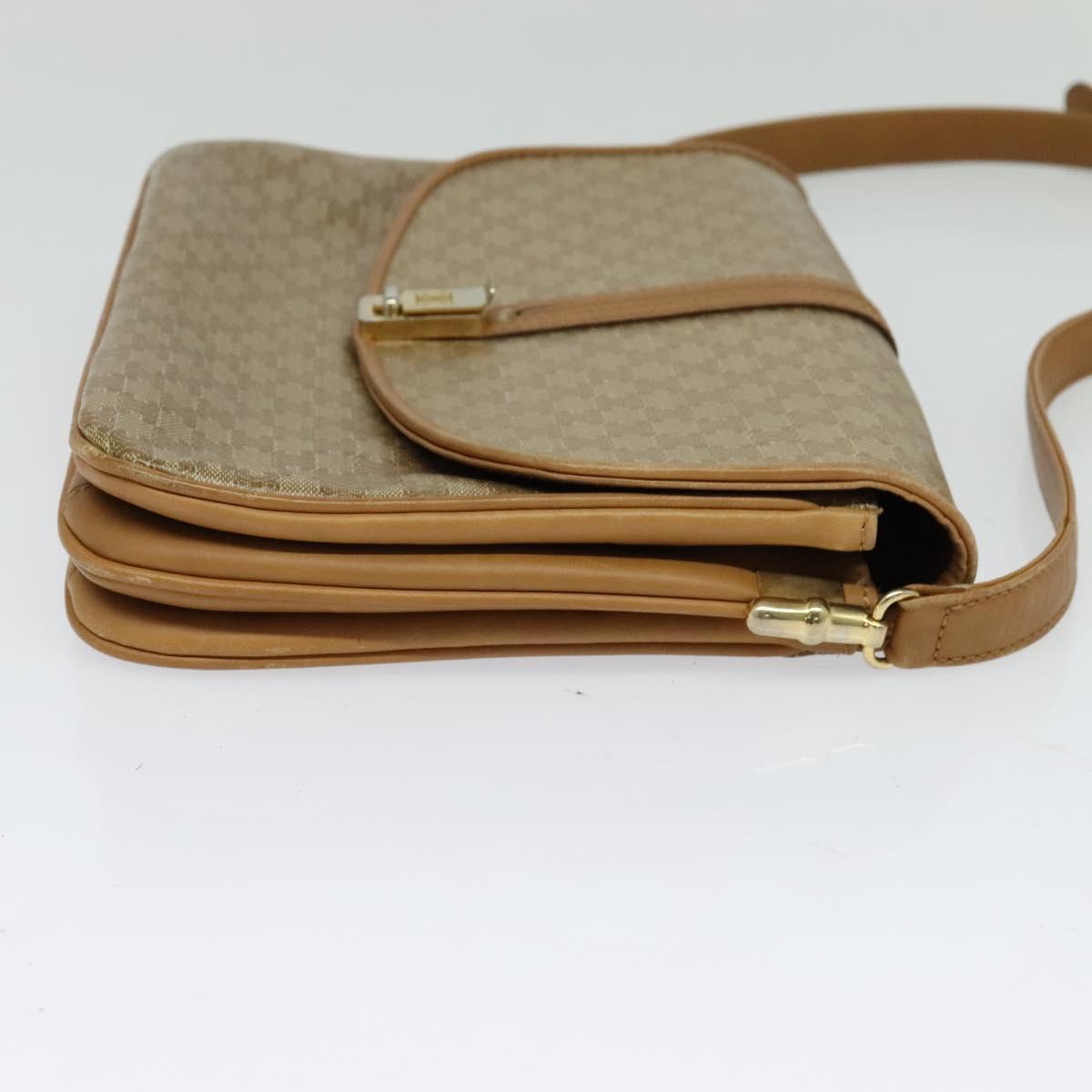CELINE Macadam Canvas Shoulder Bag PVC Beige Gold Auth 126995