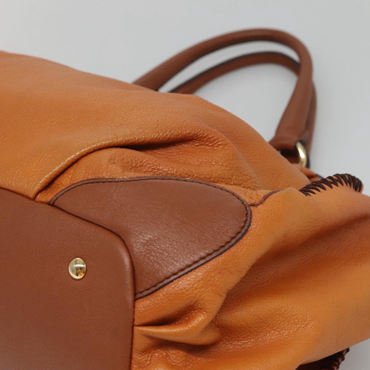 MCM Shoulder Bag Leather Brown Gold Auth 127023