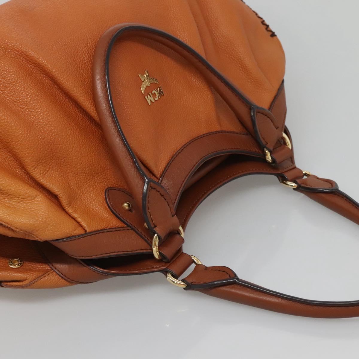 MCM Shoulder Bag Leather Brown Gold Auth 127023