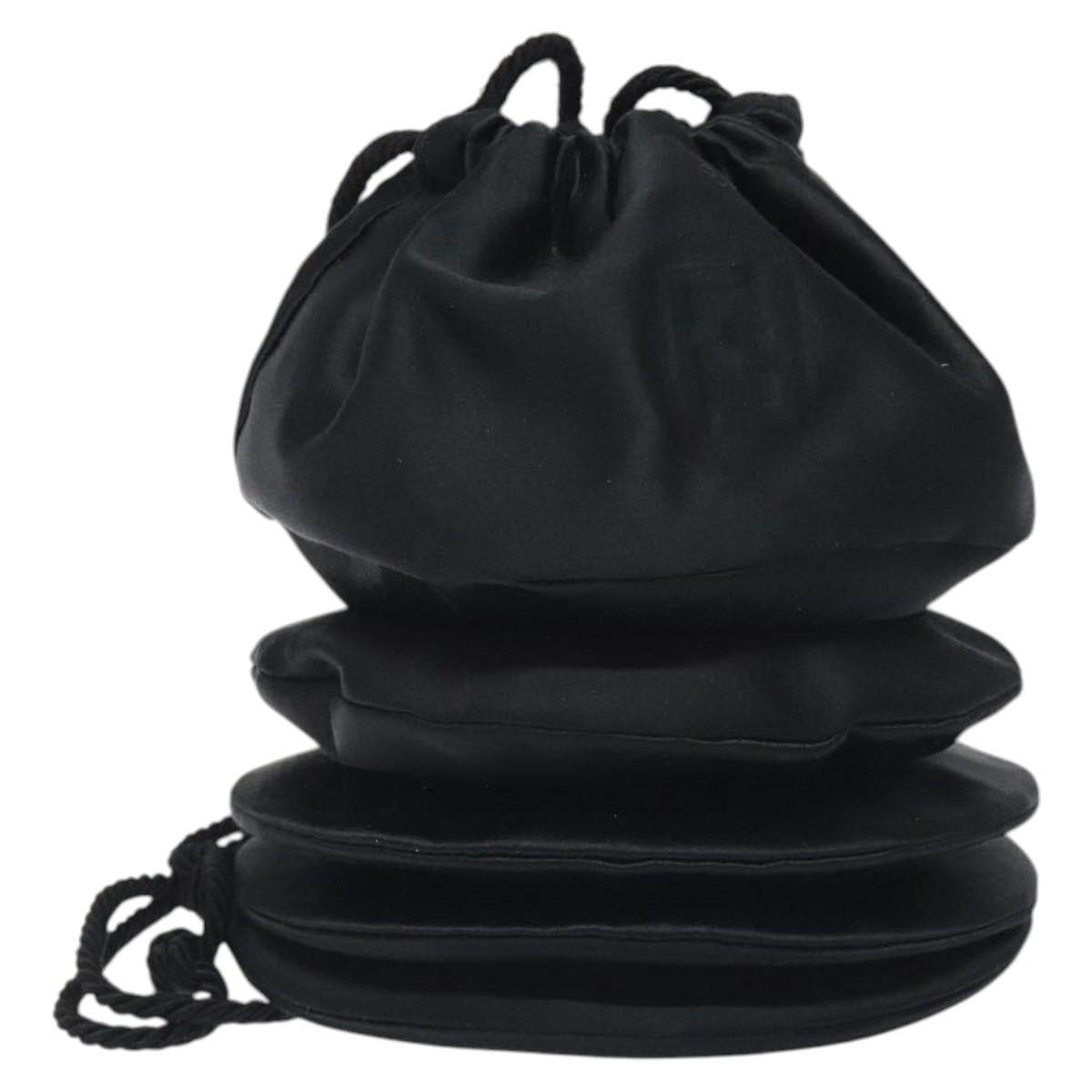 FENDI Shoulder Bag Satin Black Auth 127026
