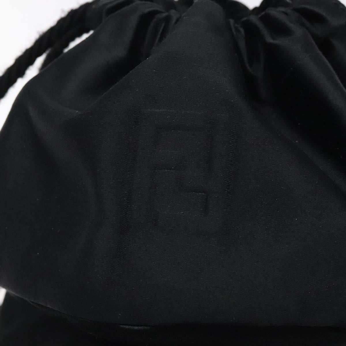 FENDI Shoulder Bag Satin Black Auth 127026