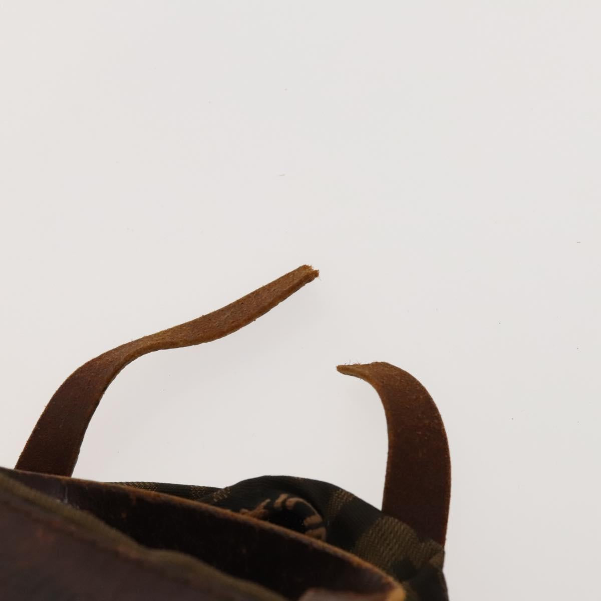 FENDI Zucchino Canvas Backpack Bag Enamel 2Set Brown Auth 127047