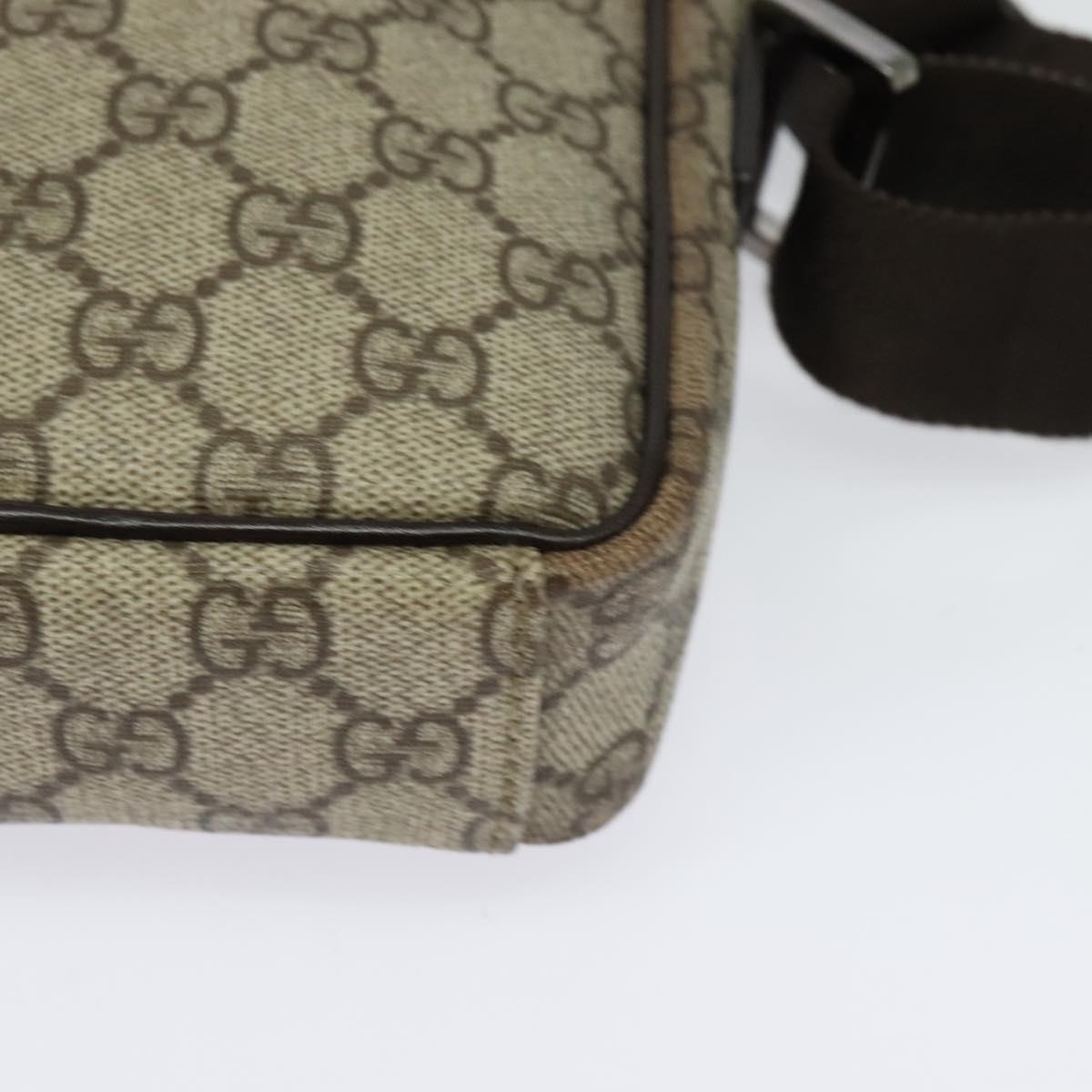 GUCCI GG Supreme Shoulder Bag PVC Beige Silver 122754 Auth 127080
