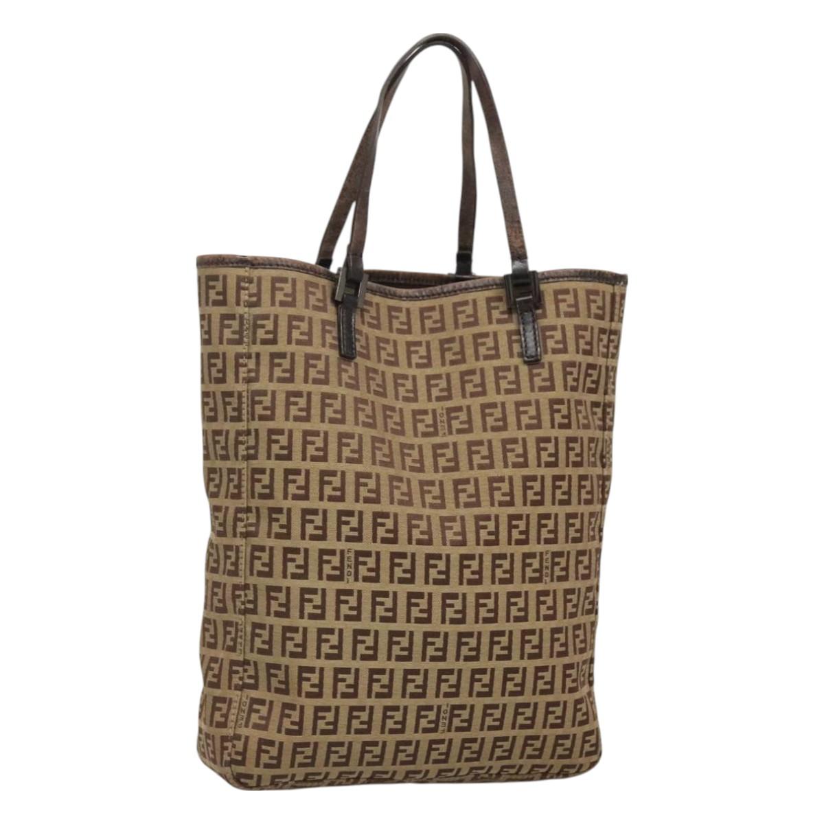 FENDI Zucchino Canvas Hand Bag Beige Auth 127082