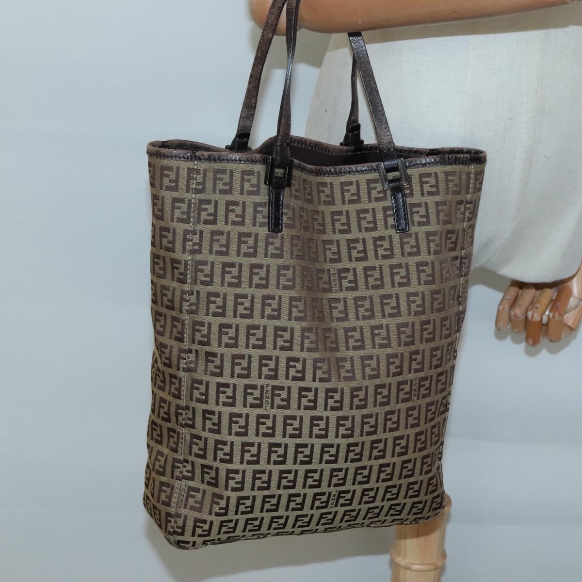 FENDI Zucchino Canvas Hand Bag Beige Auth 127082