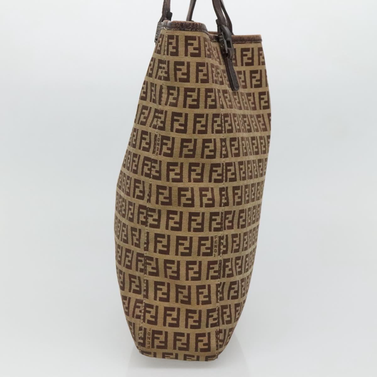 FENDI Zucchino Canvas Hand Bag Beige Auth 127082