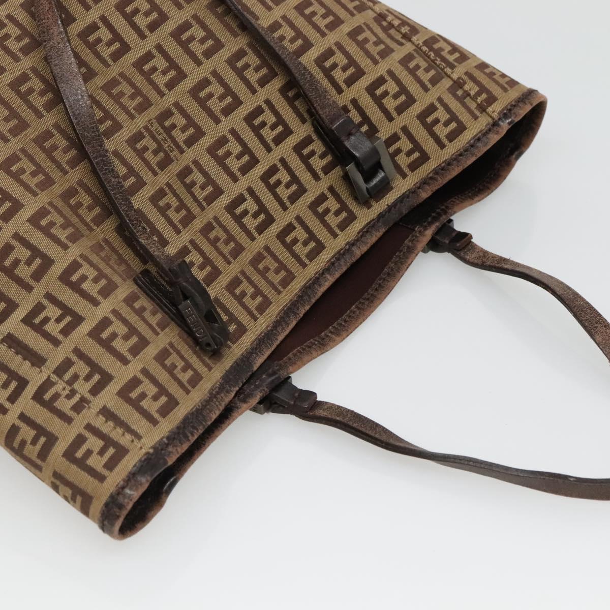 FENDI Zucchino Canvas Hand Bag Beige Auth 127082