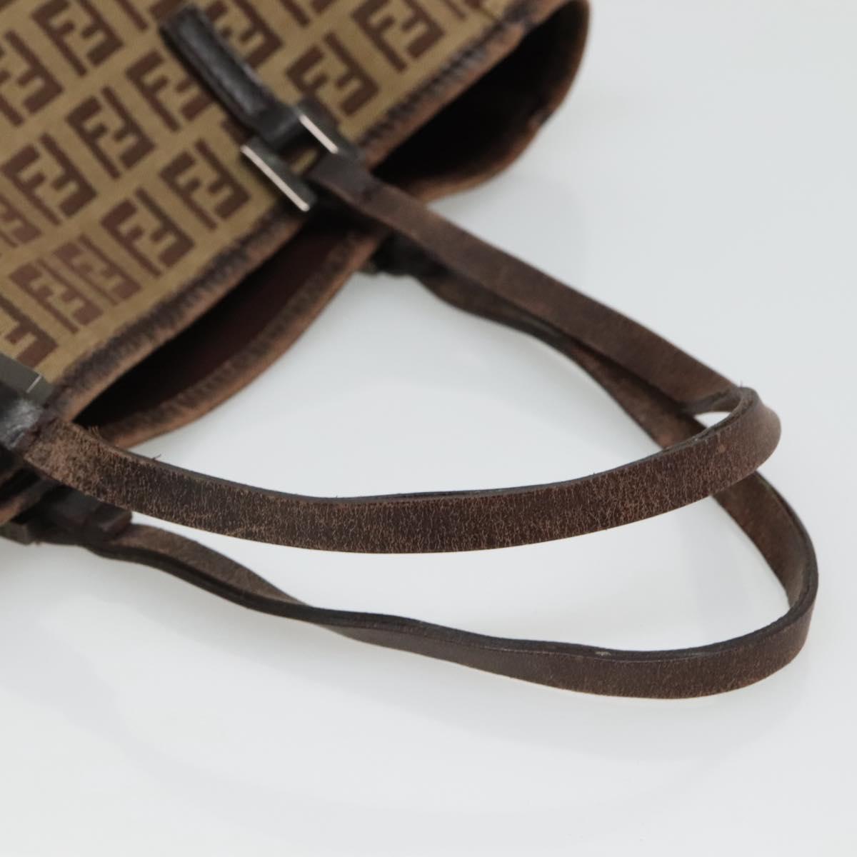 FENDI Zucchino Canvas Hand Bag Beige Auth 127082