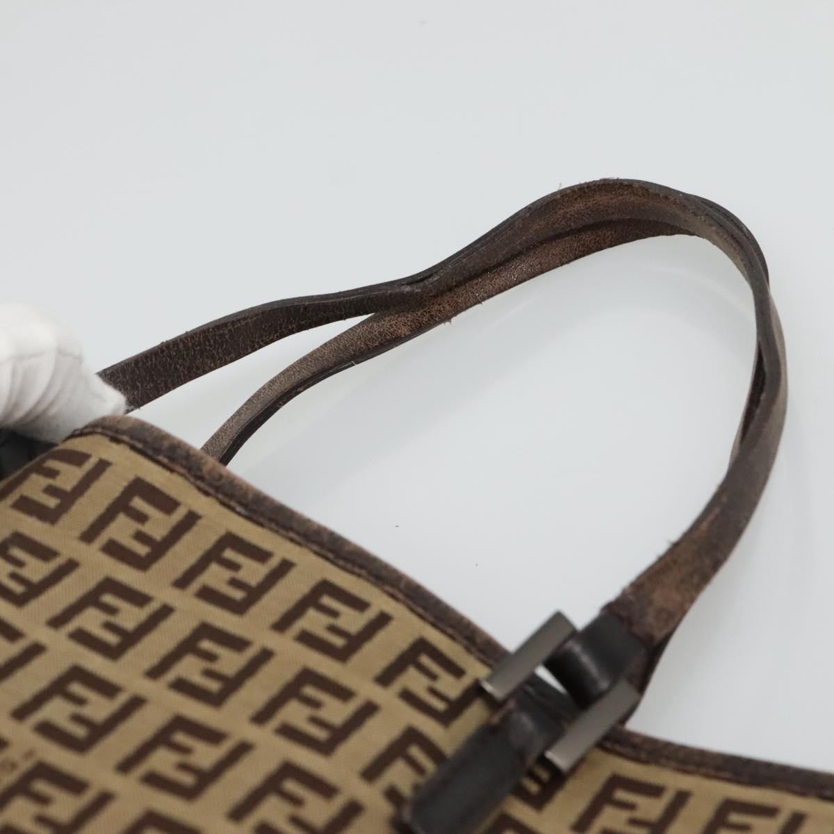 FENDI Zucchino Canvas Hand Bag Beige Auth 127082