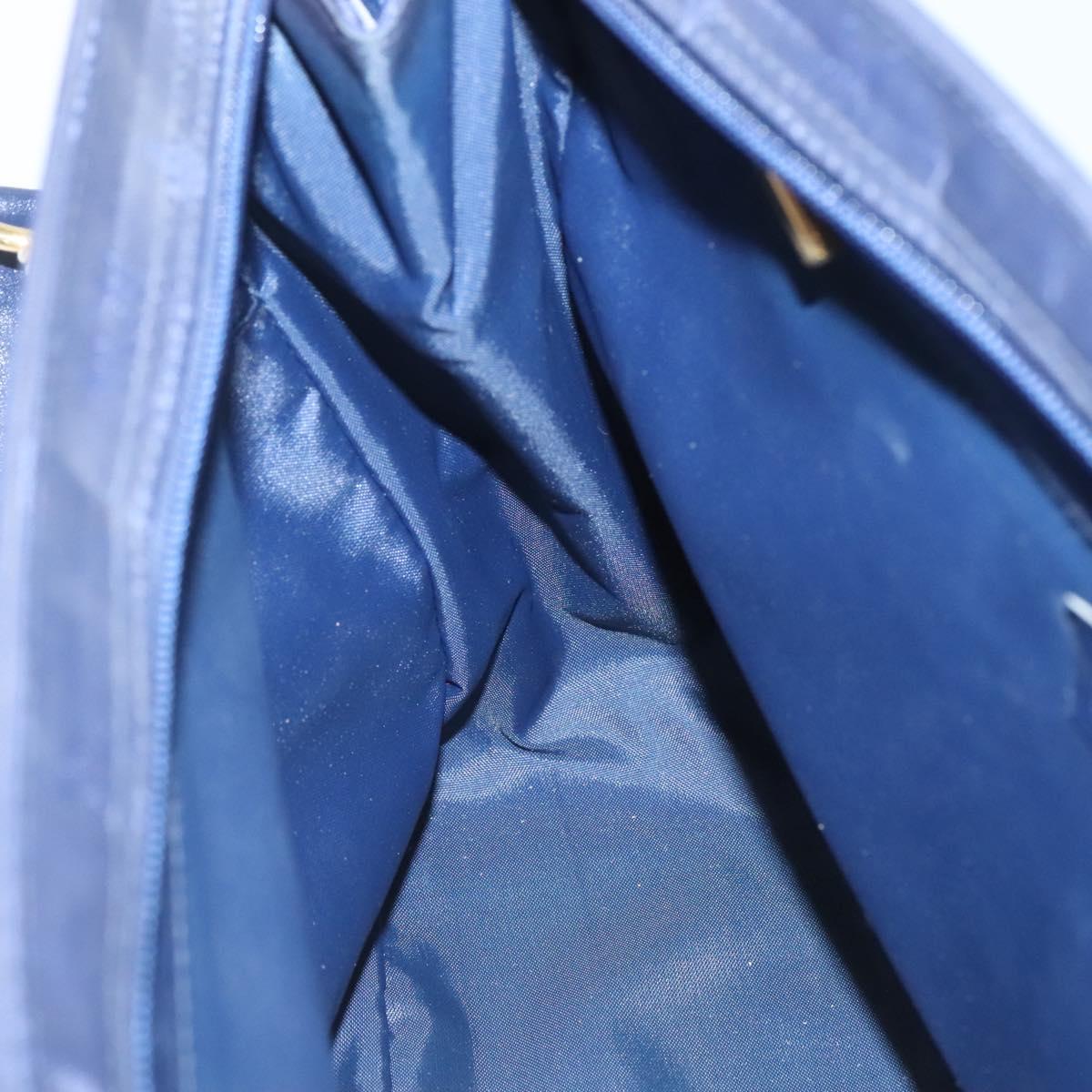 MCM Logogram Vicetos Shoulder Bag Nylon Navy Gold Auth 127085