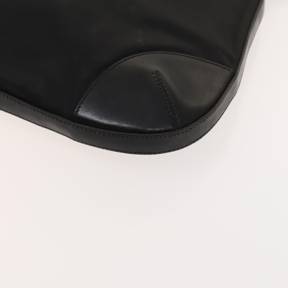 PRADA Shoulder Bag Nylon Black Silver Auth 127117