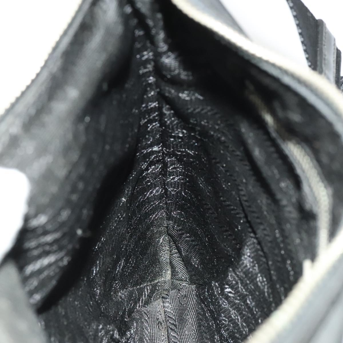 PRADA Shoulder Bag Nylon Black Silver Auth 127117