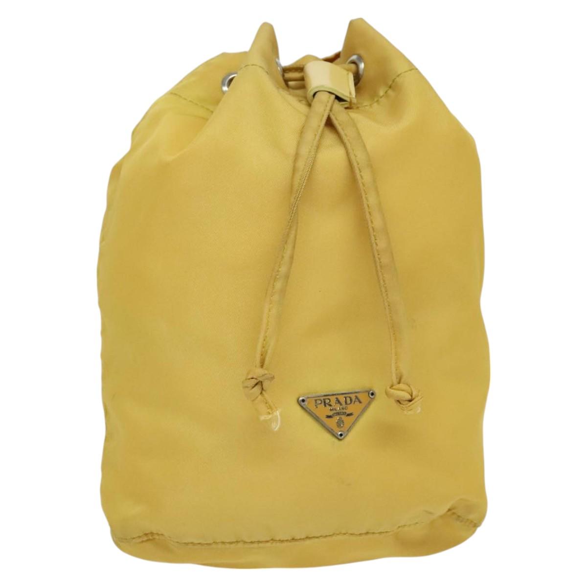 PRADA Pouch Nylon Yellow Auth 127122