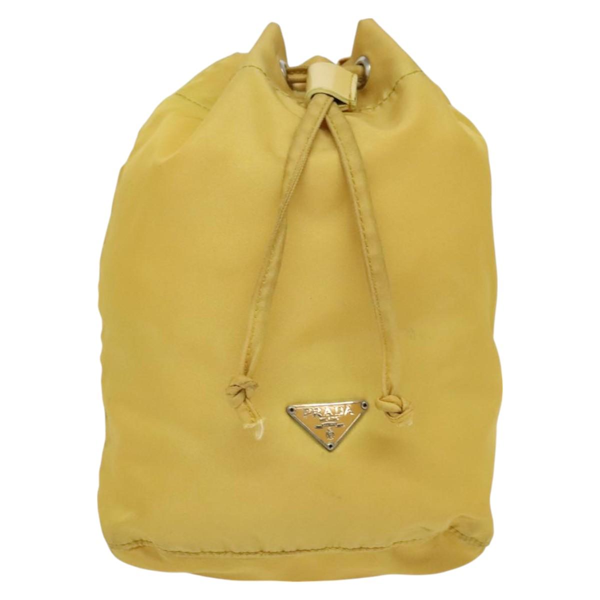 PRADA Pouch Nylon Yellow Auth 127122