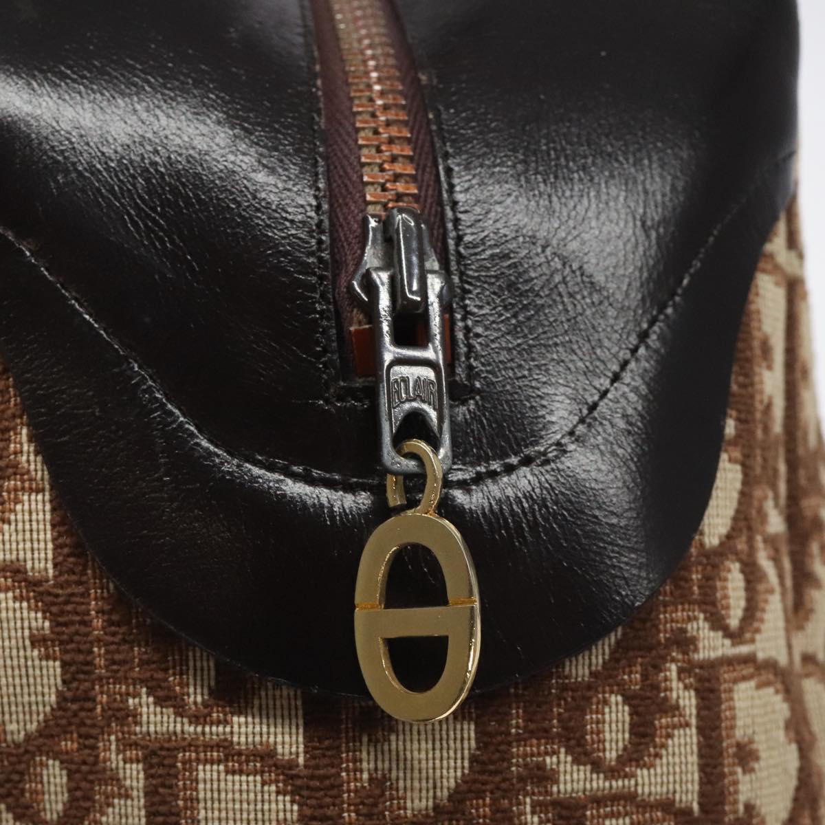 Christian Dior Trotter Canvas Hand Bag Beige Gold Auth 127152