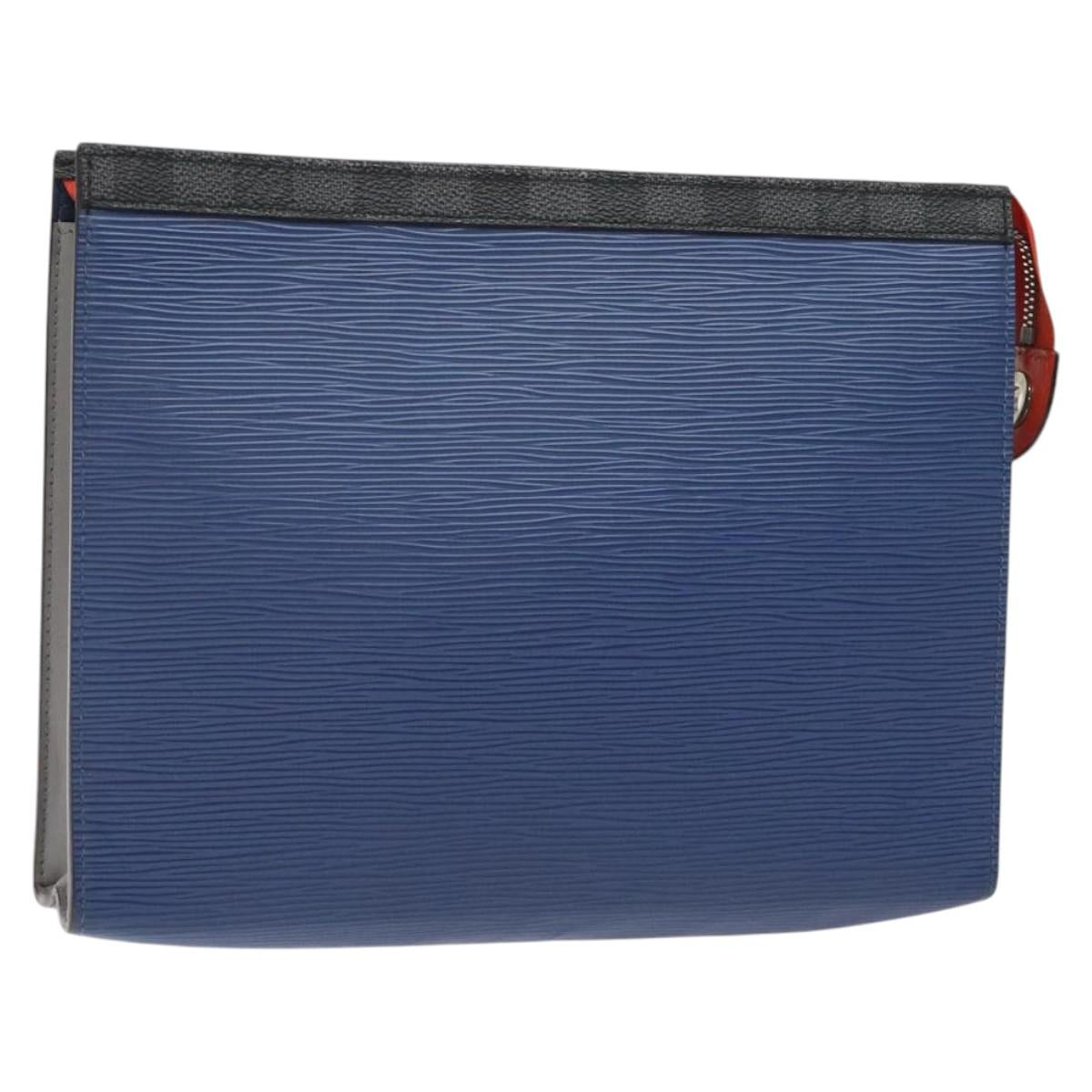LOUIS VUITTON Epi Pochette Voyager MM Pouch Blue M62912 LV Auth 127163