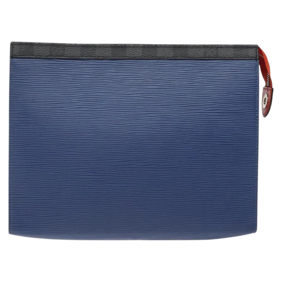 LOUIS VUITTON Epi Pochette Voyager MM Pouch Blue M62912 LV Auth 127163