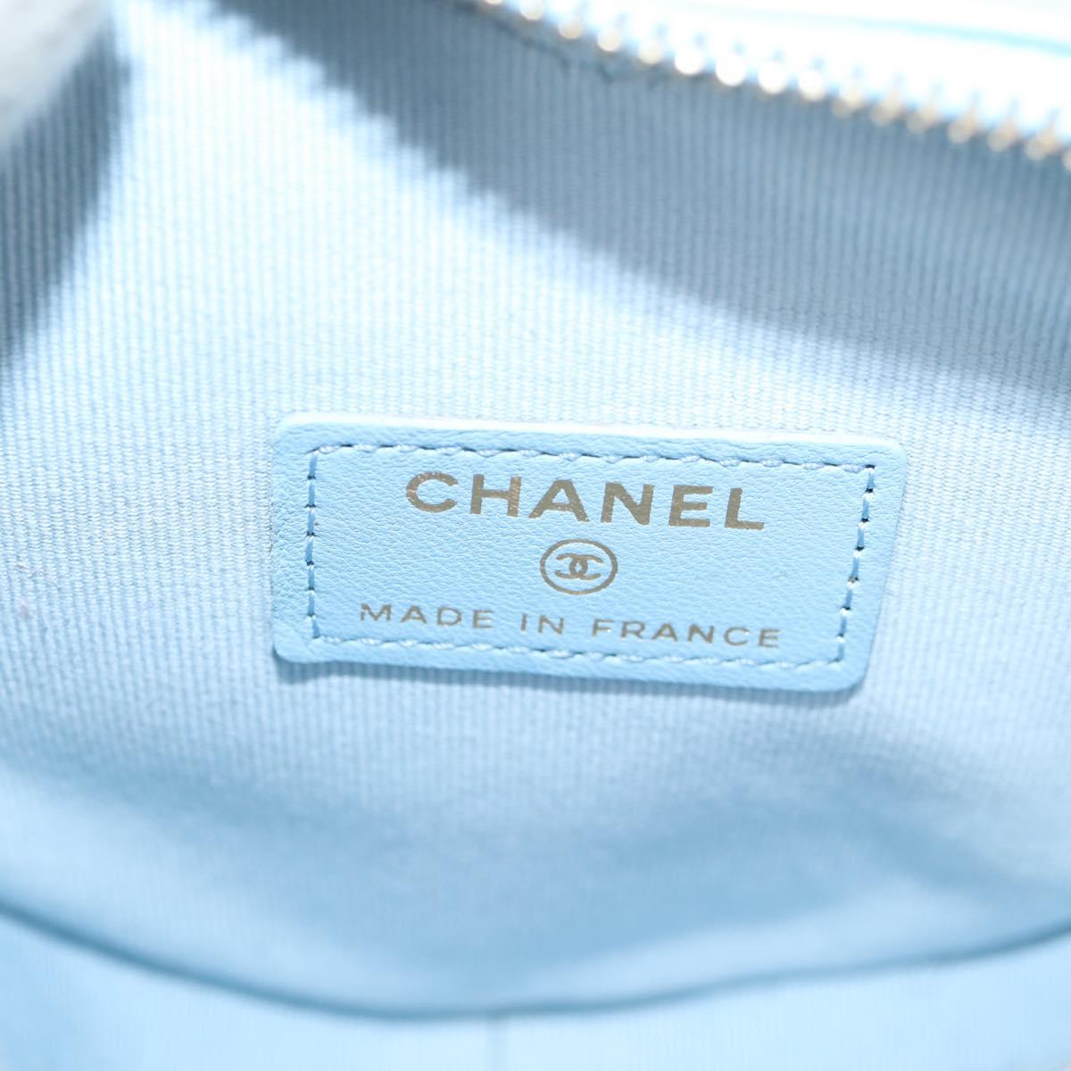 CHANEL Matelasse Chain Shoulder Bag Lamb Skin Blue Gold CC Auth 127168SM