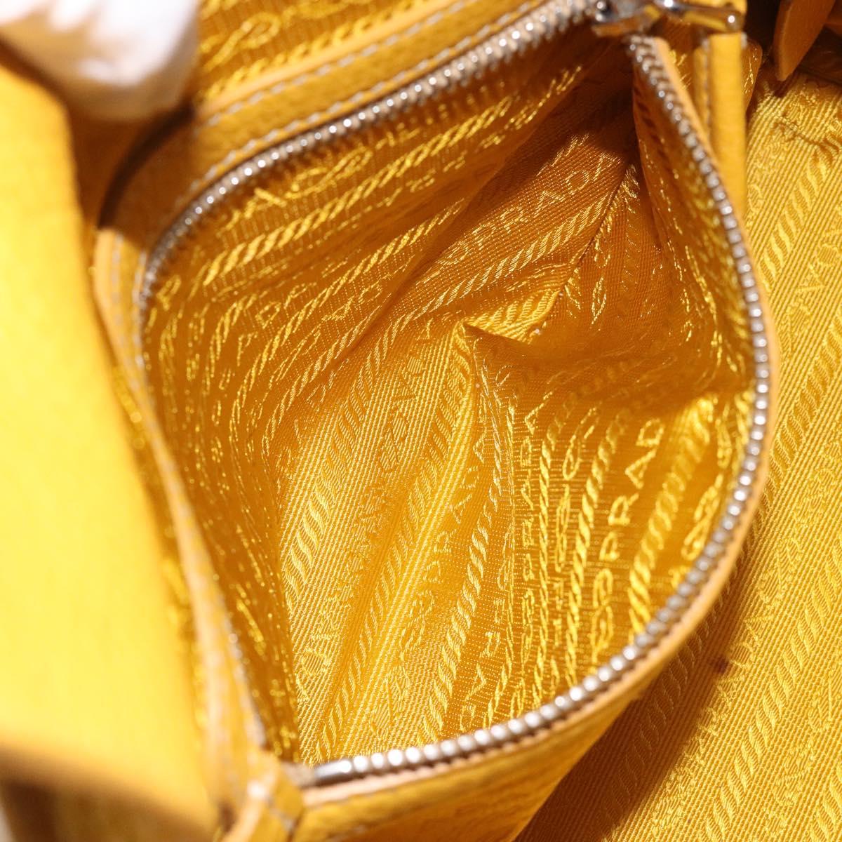PRADA Hand Bag Leather Yellow Silver Auth 127193