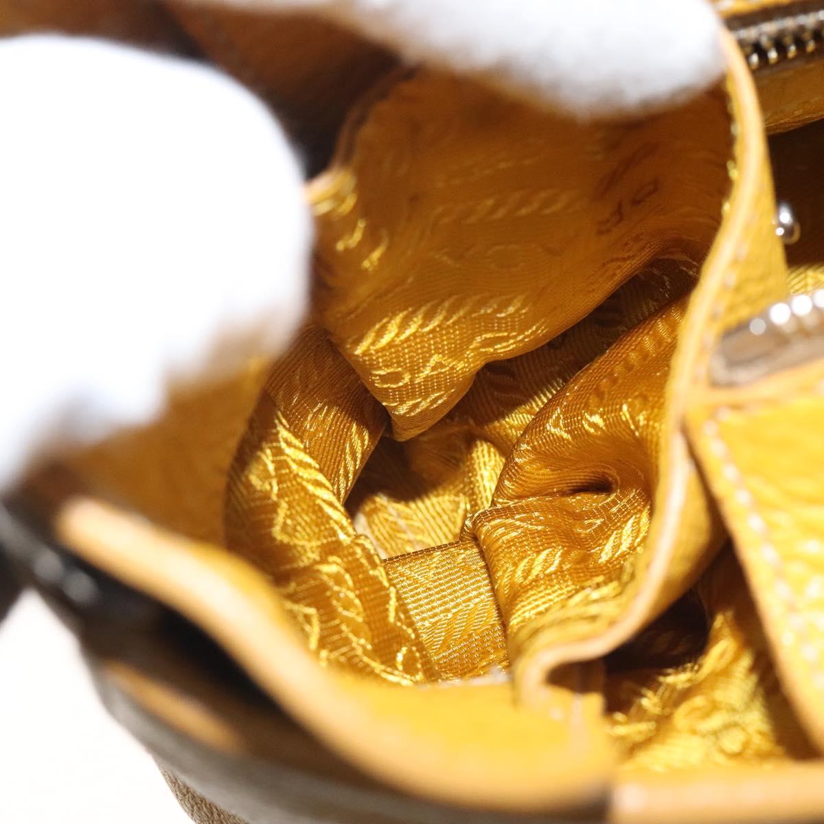 PRADA Hand Bag Leather Yellow Silver Auth 127193