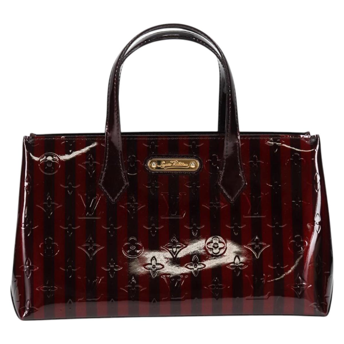 LOUIS VUITTON Vernis Rayure Wilshire PM Bag Pomme D'amour M91701 LV Auth 127206V