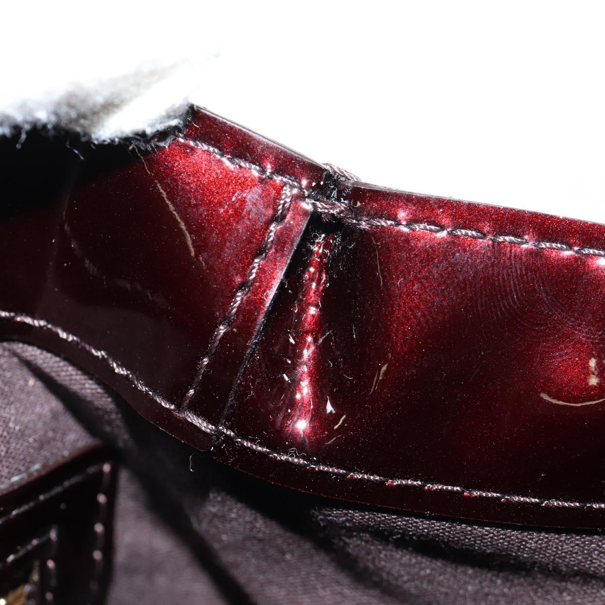 LOUIS VUITTON Vernis Rayure Wilshire PM Bag Pomme D'amour M91701 LV Auth 127206V