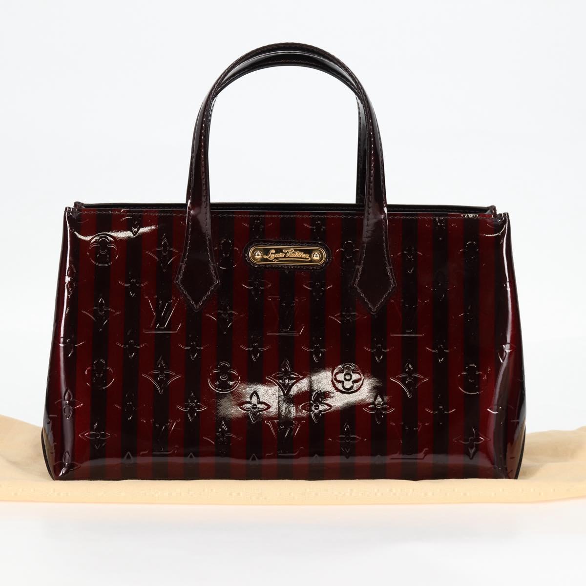 LOUIS VUITTON Vernis Rayure Wilshire PM Bag Pomme D'amour M91701 LV Auth 127206V