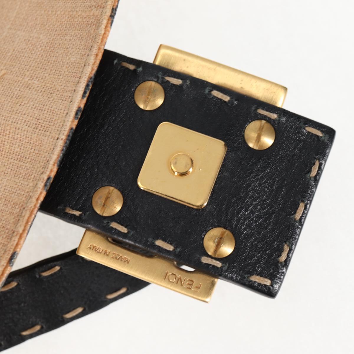 FENDI Mamma Baguette Shoulder Bag Coated Canvas Brown Gold Auth 127210SM