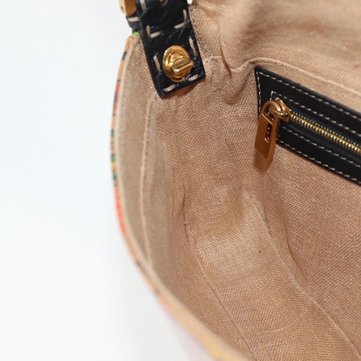 FENDI Mamma Baguette Shoulder Bag Coated Canvas Brown Gold Auth 127210SM