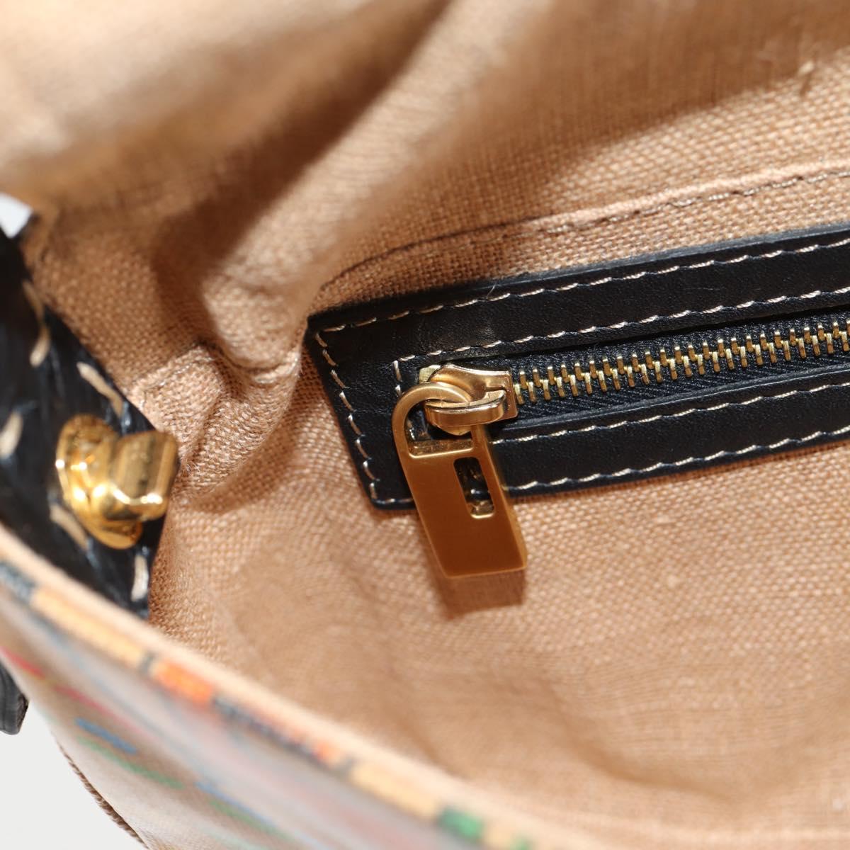 FENDI Mamma Baguette Shoulder Bag Coated Canvas Brown Gold Auth 127210SM