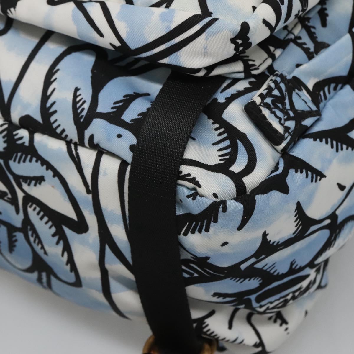 FENDI Backpack Nylon Light Blue Gold Auth 127211A