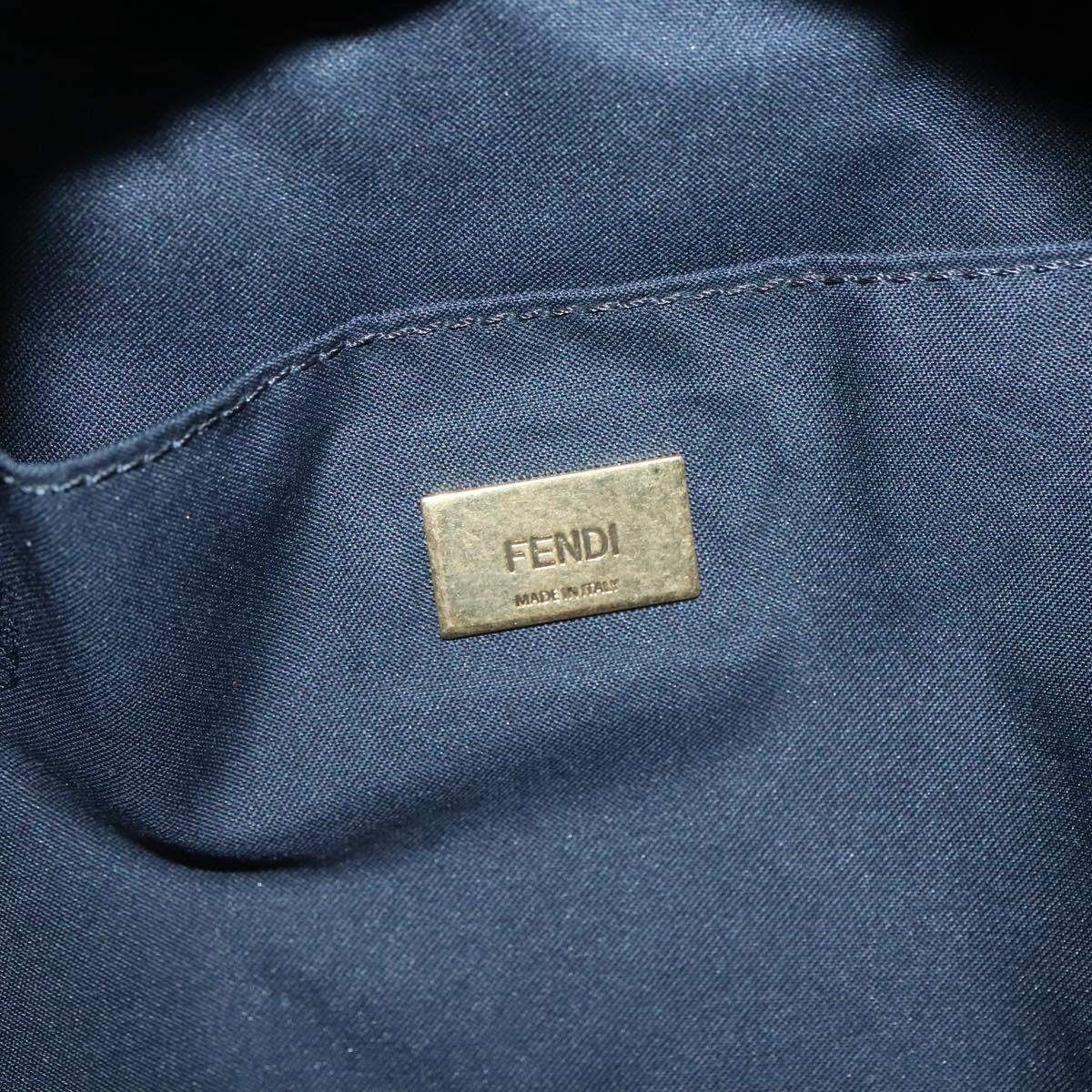 FENDI Backpack Nylon Light Blue Gold Auth 127211A