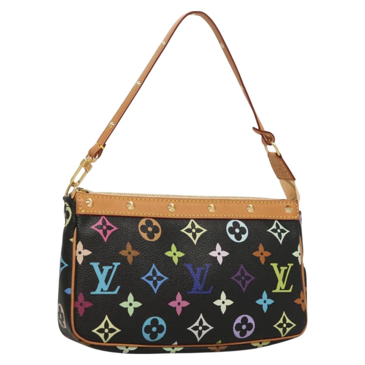 LOUIS VUITTON Monogram Multicolor Pochette Accessoires Black M92648 Auth 127223SAV