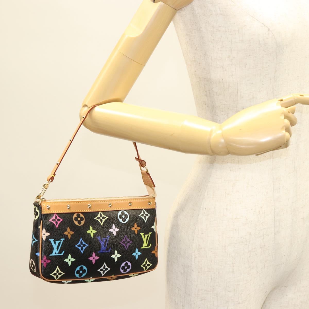 LOUIS VUITTON Monogram Multicolor Pochette Accessoires Black M92648 Auth 127223SAV