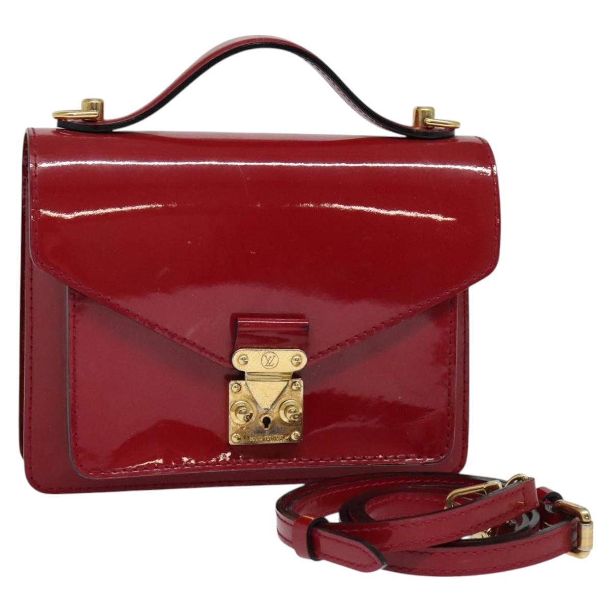 LOUIS VUITTON Vernis Monceau BB Hand Bag 2way Rose Andian M91579 LV Auth 127225