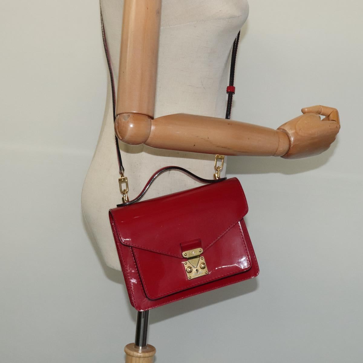 LOUIS VUITTON Vernis Monceau BB Hand Bag 2way Rose Andian M91579 LV Auth 127225