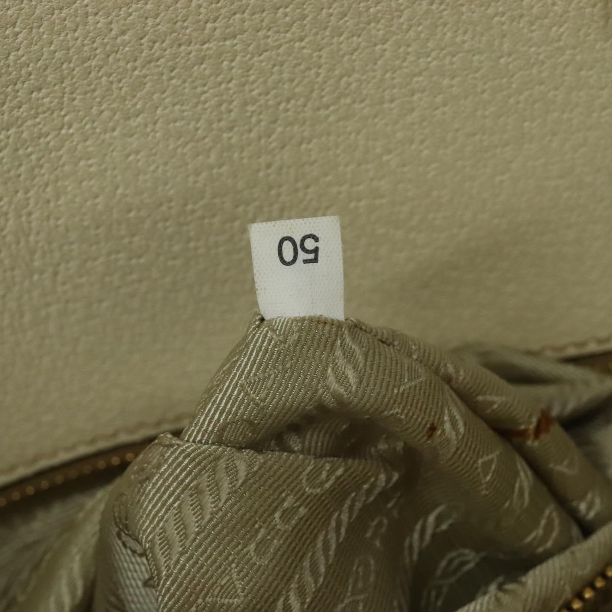 PRADA Hand Bag Canvas Beige Gold Auth 127232