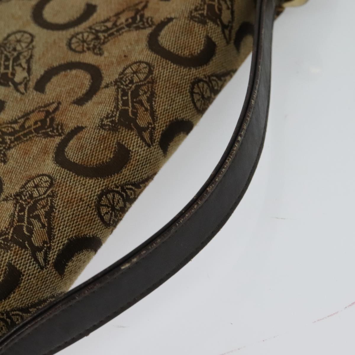 CELINE C Sulky Hand Bag Canvas Brown Gold Auth 127253