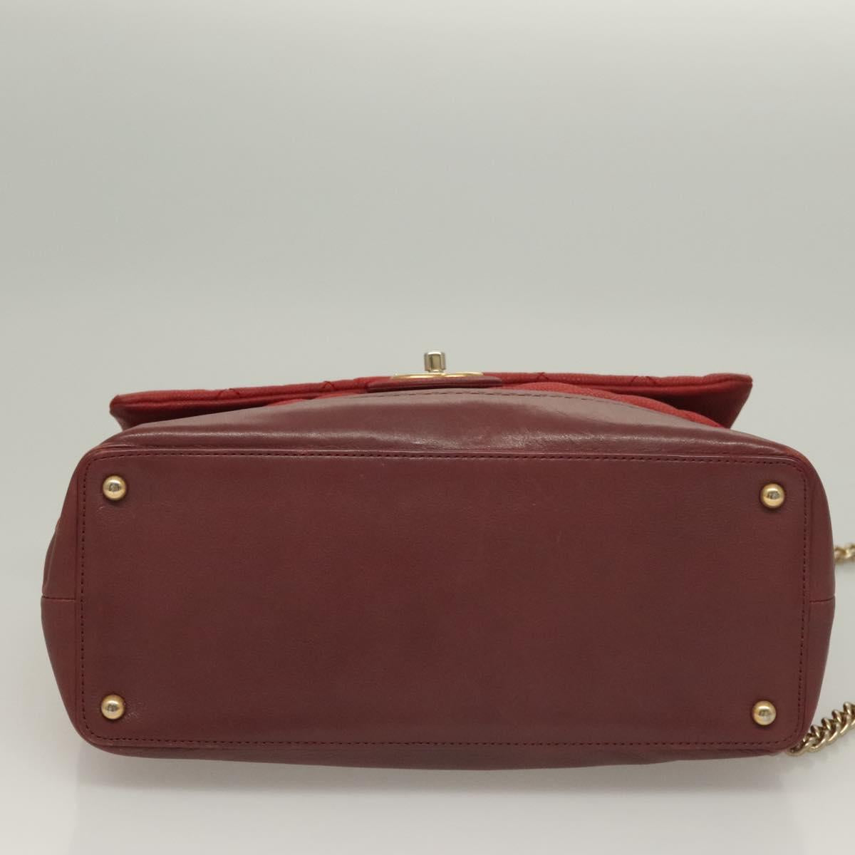 CHANEL Matelasse Chain Shoulder Bag Caviar Skin Red CC Auth 127257