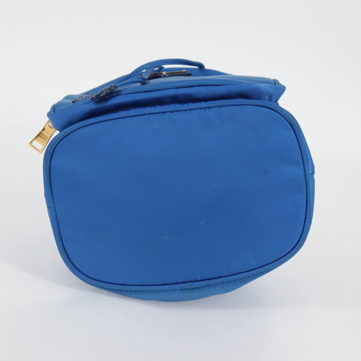 PRADA Hand Bag Nylon 2way Blue Gold Auth 127263V
