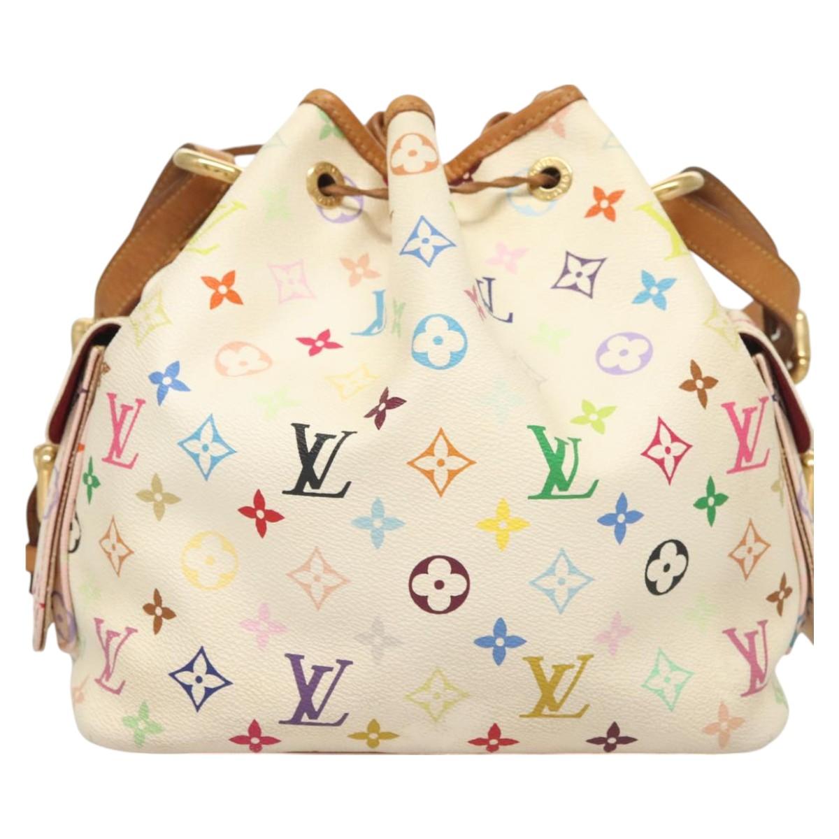 LOUIS VUITTON Monogram Multicolor Petit Noe Bag White M42229 LV Auth 127305