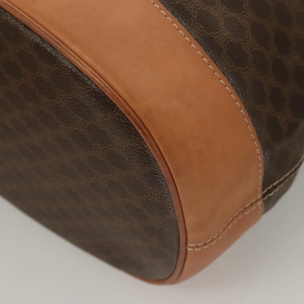 CELINE Macadam Canvas Shoulder Bag PVC Brown Gold Auth 127309