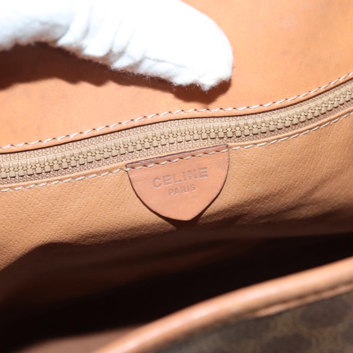 CELINE Macadam Canvas Shoulder Bag PVC Brown Gold Auth 127309